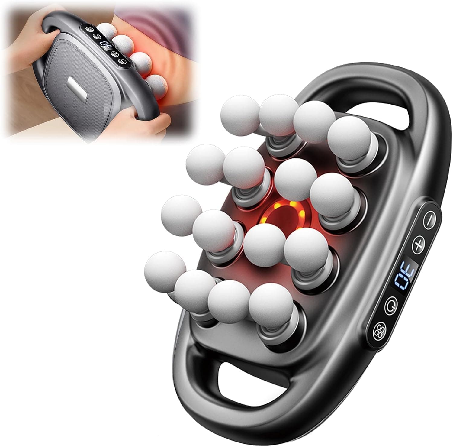 Husband 2.0 Knot Buster, 16 Head Deep Tissue Massager, With 3 Modes & 30 Intensities for Back, Shoulders, Legs Noise-Free (Black)