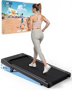 6% Reclining Treadmill, Treadmill with LCD Ecarn, 2.5 HP Walking Pad with APP & Remote Control, Max Load 136 kg, 1-6 km/h for Home or Office