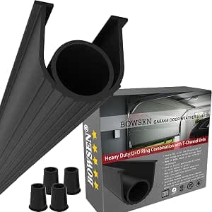 BOWSEN Garage Door Bottom Seals Weatherproof Weatherstrip Threshold Buffering Sealing High Performance EPDM Rubber Weather Resistance Gasket Black 1/4 Inch T-End,20ft Long