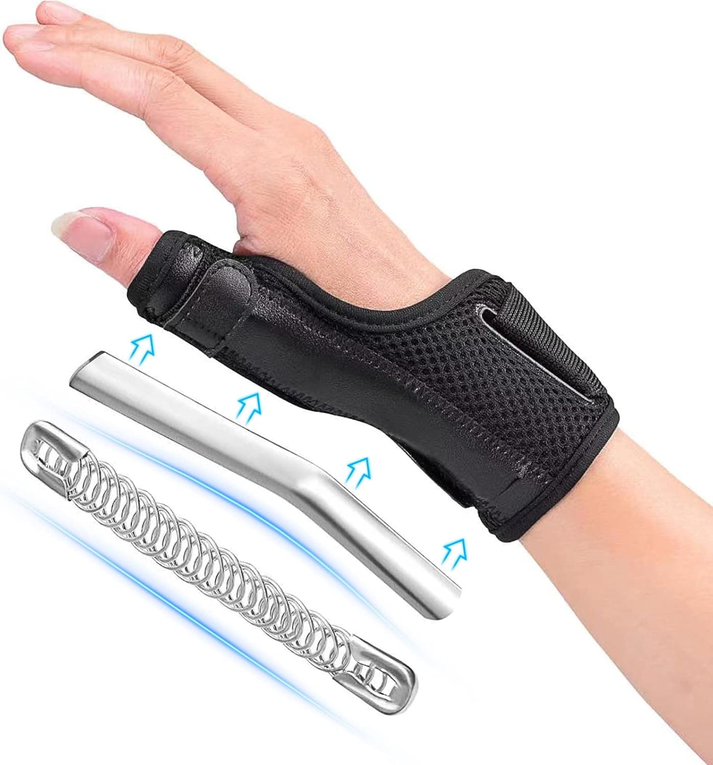 Fasola Thumb Brace Reversible, Thumb Spica Splint for Right & Left Hand, Breathable Thumb & Wrist Support with Two Metal Splint, Trigger Thumb Immobilizer for Arthritis, Tendonitis, Sprains, L