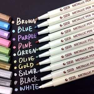 Jr. Hagrid Set of 10 Metallic Marker Pens Assorted Colours for Card Making / DIY / Photo Album / Visitors Book