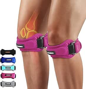 CAMBIVO 2 Pack Knee Braces for Women and Men, Patella Knee Support Strap, for Tendonitis, Basketball, Running, Hiking, Volleyball, Tennis, Squats