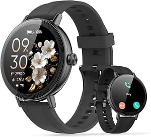 Smart Watch for Women, 1.27" HD Fitness Tracker with Bluetooth Calls(Answer&Make) IP68 Waterproof Smartwatch Compatible IOS/Android,100+ Sport Modes Watch with Heart Rate/Sleep Monitor Pedometer Black