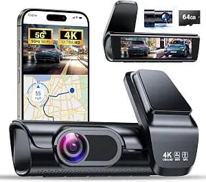 OVAMAN K600 4k Dash Cam Front and Rear, 3.59" IPS Screen, Built-in GPS 5G WiFi Dash Camera for Cars with App, UHD 2160P Night Vision Free 64G SD Card, 170° Wide Angle, HDR, 24H Parking Mode