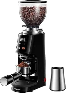 SHARDOR Professional 64mm Burr Coffee Grinder with 100 Grind Settings and All-Metal Chamber, Coffee Bean Grinder with Adjustable Electronic Timer and LED Display, Anti-Static, Black