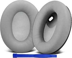 SOULWIT Lambskin Replacement Earpads for Sony WH-1000XM4 (WH1000XM4) Headphones, Ear Pads Cushions with Noise Isolation Foam, Added Thickness, Without Affecting Sensor - Brilliant Grey