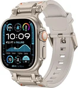 FULLIFE Designed for Apple Watch Band Apple Watch Ultra 3/2/1 49mm for Men | Silicone Rubber Bands with Metal Connector for Apple Watch Series 11/10 46mm, 9/8/7 45mm, SE2/SE 6/5/4 44mm, 3/2/1 42mm