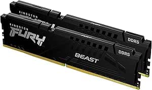 Kingston FURY Beast KF560C30BBEK2-32 DDR5 32GB (2x16GB) 6000MT/s CL30 DIMM Desktop Gaming Memory Kit with 2 AMD EXPO and Intel XMP Black
