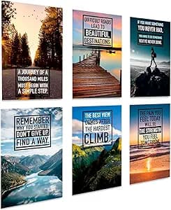 Motivational Posters Set of 6 - Colorful Inspirational Wall Art Prints 11x17 | Positive Affirmation Posters for Office, Bedroom, Home & Gym | Uplifting Quotes Wall Decor | ThrowbackTraits