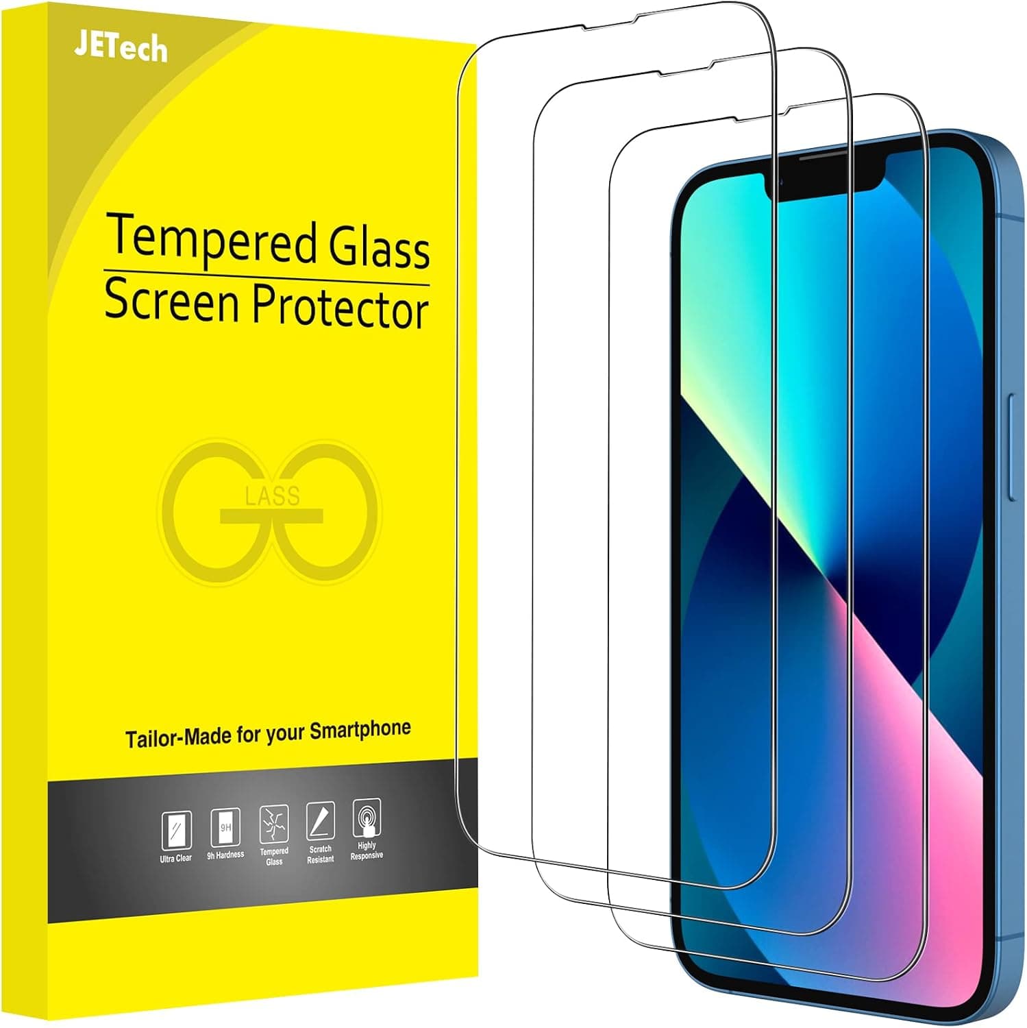 JETech Screen Protector for iPhone 13/13 Pro/17e, Pack of 3