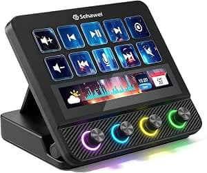 Sehawei Stream Controller Deck, Upgraded Audio Mixer, Live Production and Studio Controller for Content Creators, Gaming, with Customisable Touch Bar, Rotary Controls and LCD Buttons, for Mac and PC