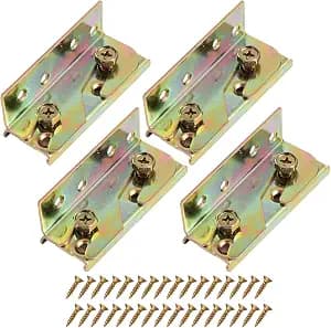 4 Pcs Bed Rail Brackets with 32 Pcs Srews, High Quality Bed Frame Brackets, Rust Proof Bed Frame Hardware for Headboards, Footboards, Wood Bed Frame