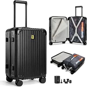 AirVault Vacuum Seal Air Compression 20-Inch Suitcase Carry-On Travel Luggage USB Port Pump TSA Lock Backpack Vacpack 20" - HyperVault, Matte Black, 60L Capacity (1 Vacuum Bag)