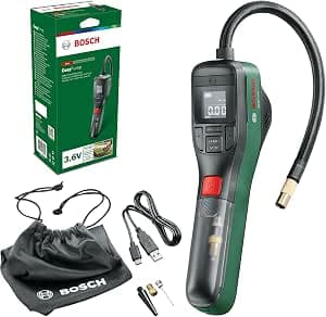 Bosch EasyPump Electric Mini Pump (Battery 3.0 Ah, 3.6 V, Hitch-Hitch, 150 PSI, 10.3 Bar, LED, Rechargeable via USB-C Cable, in Cardboard Box)