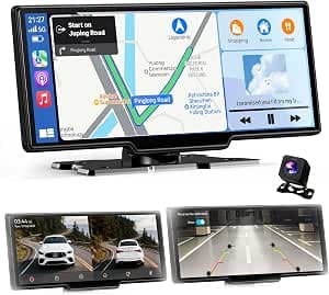 11 Inch for Apple Carplay Display & Android Car Display: Car Play Display with GPS Navigation 4K Dash Cam Reversing Camera Bluetooth Siri Voice Control IPS Touchscreen Mirror Link AUX FM 64G TF
