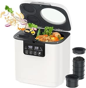 Electric Composter 4L - Odourless Kitchen Compost Bin with Two Activated Carbon Filters, 90% Waste to Fertiliser Conversion Electric Waste Kitchen Composter with Auto and Manual Mode