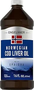 Piping Rock Cod Liver Oil Liquid | 16 fl oz | with EPA DHA | Engelvaer Norwegian | Non-GMO, Gluten Free Supplement