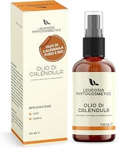 Leucosia Pure Organic Calendula Oil 100 ml, Natural Soothing for Sensitive, Dry or Irritated Skin, for Body, Face, Massage and Babies, Natural Vegan Eco-Friendly Calendula Oleolite