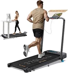 WELLFIT Incline Walking Pads with Handle Bar for Home Office Apartment, Small Under Desk Treadmills with Hiking Climbing Mode for Efficient Fat-Burn, Works for APPs/Mute Remote, 320 LBS Capacity