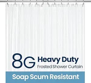 LiBa Bathroom Shower Curtain Waterproof Plastic Shower Curtain Premium PEVA Non-Toxic with Rust Proof Grommets Frosted 8G Bathroom Accessories 72x72