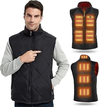 Heated Vest for Men and Women, Heated Vest with 8 Heating Zones, USB Electric Heating Vest for Skiing and Hunting (Battery Not Included)