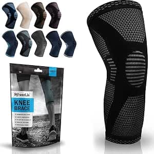 POWERLIX Athletic Knee Support Compression Brace for Running, Jogging, Sports, Basketball, Joint Pain, Arthritis and Injuries, Improved Circulation