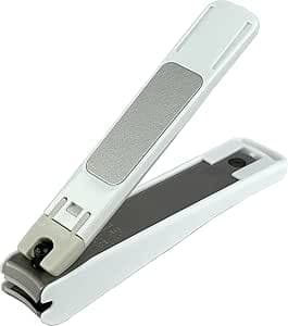 Kai 119 Nail Clippers 001M Curved Blade Stainless Steel Fingernail Toenail Thick Nail Clipper Cutter KF1001 with File & White