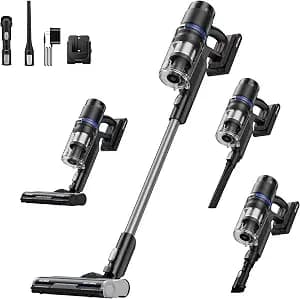 Eureka ReactiSense 350W Anti-Tangle Cordless Stick Vacuum, NEC451BL | Floor Sense + React, Up to 60-Min Runtime, Lightweight, Anti-Allergen HEPA Filter, For Pet Hair, Hard Floors & Carpets, Black