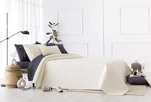 Todocama Fine Boutique Quilted Bedspread for Spring, Summer, Autumn and Winter 100% Microfibre Extra Soft 120/135-230 x 260 cm Beige