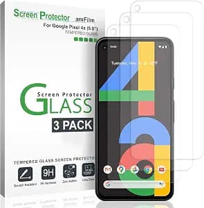 amFilm 5.8 inch Tempered Glass Screen Protector for Google Pixel 4A, Thickness HD Clear, Anti-Scratch Bubbles-Free (Pack of 3) - 0.26mm