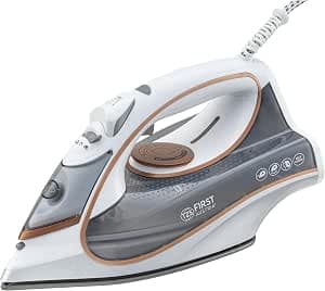 TZS First Austria Steam Iron, 2800-3200 W, Ceramic Sole, Self-Cleaning, Vertical Steam, Anti-limescale I Dry Iron, 0.45 L Water Tank, 1.3 kg, White