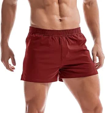 AMY COULEE Mens Gym Shorts 3" Bodybuilding Workout Shorts Lightweight Running Lounge Cotton Sleep Bottoms