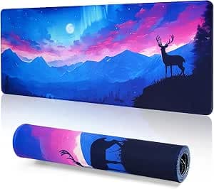 DESERO Gaming Mouse Pad Large Mouse Mat (800 x 300 x 3 MM) XL Extended Desk Mat, Japanese Mouse Mat, Gaming Keyboard Mousepad, Big Desk Pad with Non-Slip Base and Stitched Edge for Work Gaming, B-11.