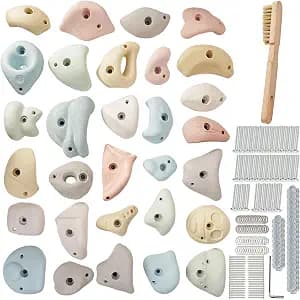 Premium Resin Rock Climbing Holds for Kids & Adults, Large Training Rock Climbing Wall Grips Indoor/Outdoor, Rock-Like Texture Climbing Wall with Mounting Hardware