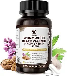Lukaree 16-in-1 Wormwood Black Walnut Clove Cleanse for Humans Capsules – Natural Gut Detox & Digestive Health with Pumpkin Seeds Garlic Oregano Turmeric, Liposomal Tech 98% Absorption, Vegan 1155mg