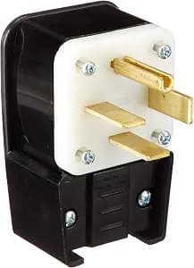 Leviton 60 Amp, 250 Volt- 3PY, Straight Blade, Plug, Industrial Grade, Grounding, Angle, 8462-P, Black