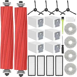 23PCS Replacement Accessories Kit Compatible with Roborock Qrevo S/Qrevo Pro/Qrevo MaxV/Qrevo Plus Include Main Brush, HEPA Filters, Mop Pads, Side Brushes, Dust Bag and Cleaning Tools