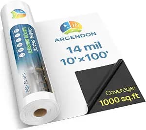 ARGENDON 14 Mil Vapor Barrier for Crawl Space - 10' x 100' Thick Plastic Sheeting, Drop Cloth Moisture Barrier Covering for Crawlspace Encapsulation, Commercial & Residential Use