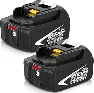 2-Pack 8000mAh High Capacity Replacement for Makita 18V Battery Compatible with Makita 18 Volt Batteries BL1860B BL1850B BL1840B BL1830B BL1815B LXT400 with LED Indicator Cordless Power Tools (White)