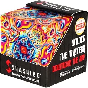 Shashibo Shape Shifting Box - Award-Winning STEM Fidget Toy with Ultra Strong Magnets - Puzzle Cube Transforms Into 100+ Shapes, Perfect Sensory Gift for Kids, Teens, and Adults (Spaced Out)
