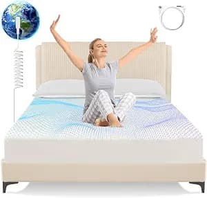 Grounding Sheets Queen Size, Earth Grounded Fitted Bed Sheet with 10% Pure Silver Fiber + 90% Organic Cotton, for Improved Sleep & Wellness (Beige, Queen - 80"x60"x15")