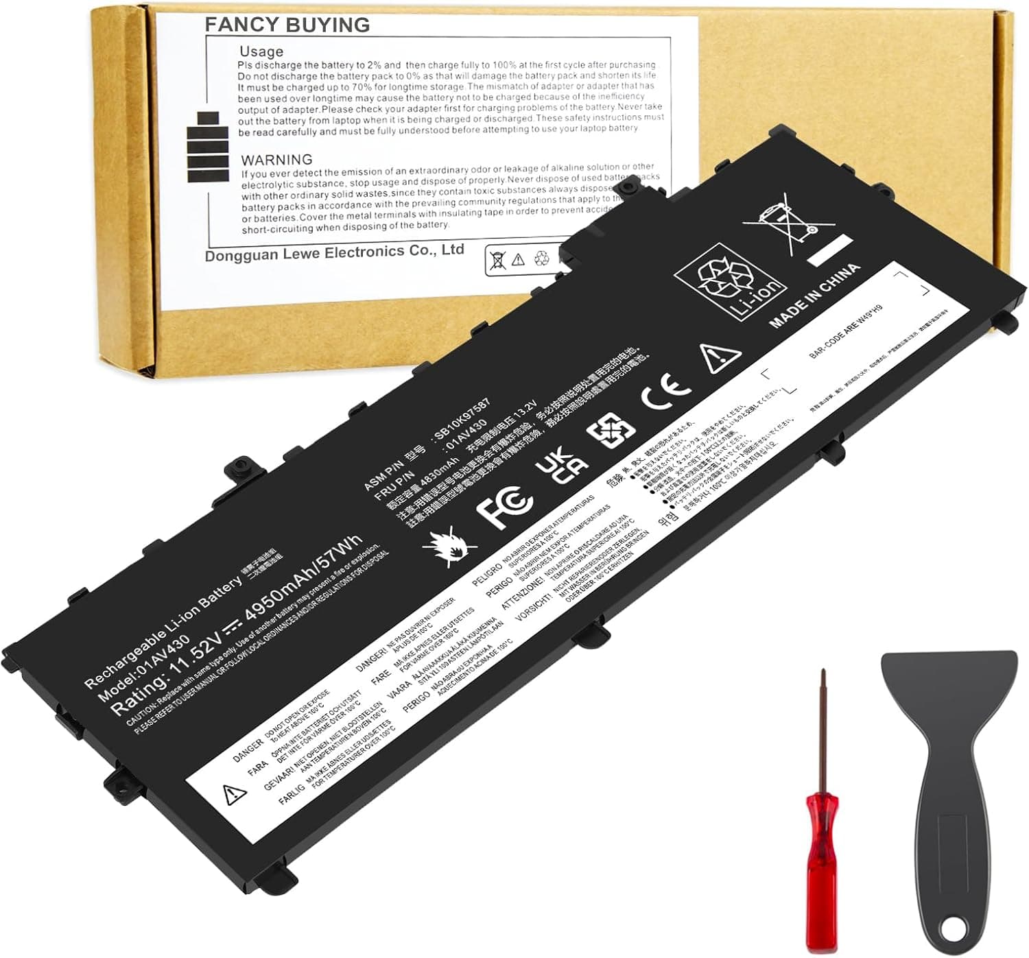 Fancy Buying 01AV430 SB10K97587 Battery Replacement for Lenovo ThinkPad X1 Carbon 5th Gen 2017 6th Gen ThinkPad X1 Carbon 2017/2018 Series 01AV429 SB10K97586 01AV431 SB10K97588 01AV494 SB10K97586