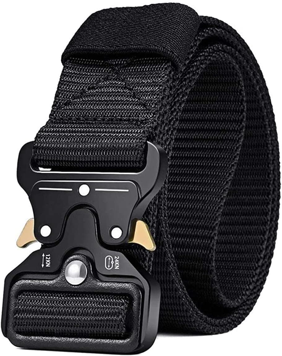 MOZETO Tactical Belts for Men Military Style Work Hiking Riggers Web Gun Belt with Heavy Duty Quick Release Metal Buckle