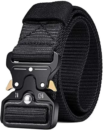 MOZETO Tactical Belts for Men Military Style Work Hiking Riggers Web Gun Belt with Heavy Duty Quick Release Metal Buckle