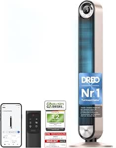 DREO 25 dB Smart Quiet Tower Fan with Cooling, 106 cm WiFi Alexa Tower Fan, 90° Oscillating Fan, Remote Control, 9 Speed, 4 Modes, 12 Hour Timer, Voice Control, Starlight