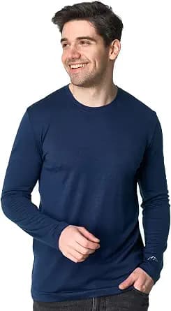 Merino Wool Base Layer Mens - 100% Merino Wool Shirts for Men Thermal Underwear Long Sleeve T-Shirt for Hiking Hunting