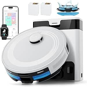 LEFANT M2 Pro Robot Vacuum Cleaner with Mapping, Laser Navigation dToF, Vacuum Cleaner 6000Pa, Automatic Emptying Station, PSD Navigation, Personalized Cleaning, WiFi/App/Alexa