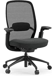 COLAMY Office Chair for Long Hours, Easy Wire-Control Desk Chair with Sliding Seat Depth & Thick Padded Lumbar Support, Heavy Duty 300 LBS High Back Mesh Computer Chair for Home Workstation,Black