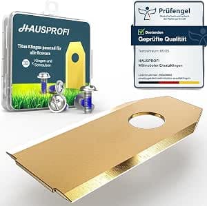 HAUSPROFI 30 x titanium replacement blades for Ecovacs Goat robotic lawnmower, DIN EN 50636-2-107 tested, 60% more durable, including safety screws and box