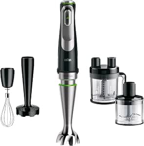 Braun MultiQuick 9 MQ 9187XLI Hand Blender - Potato Ricer with Active PowerDrive Technology and 5 Accessories for Chopping, Pressing, Mixing and Crushing Ice 1200 W, Black/Stainless Steel